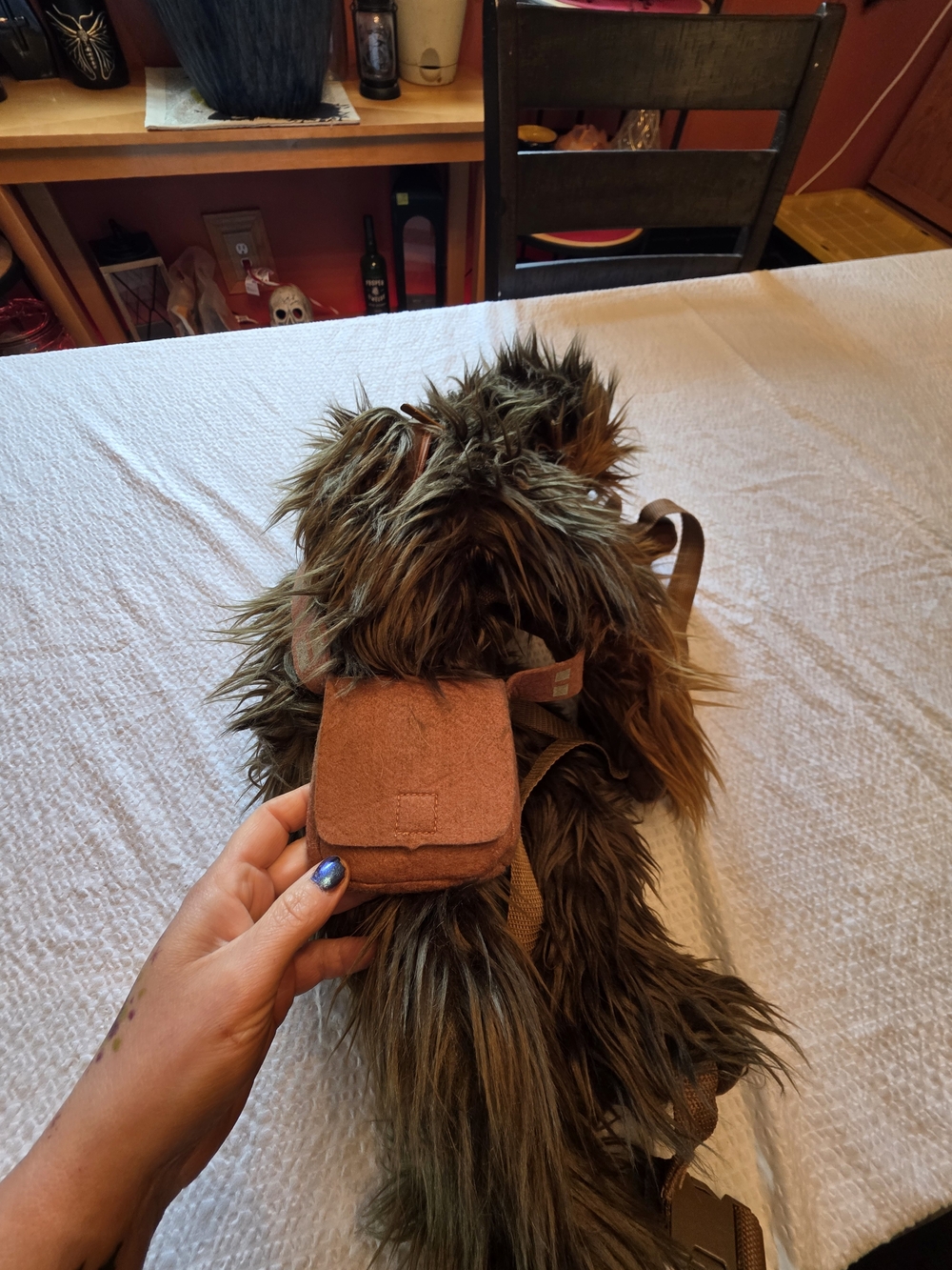 Star Wars Chewbacca Plush Faux-Fur Backpack in Brown & Olive - Picture 2 of 5